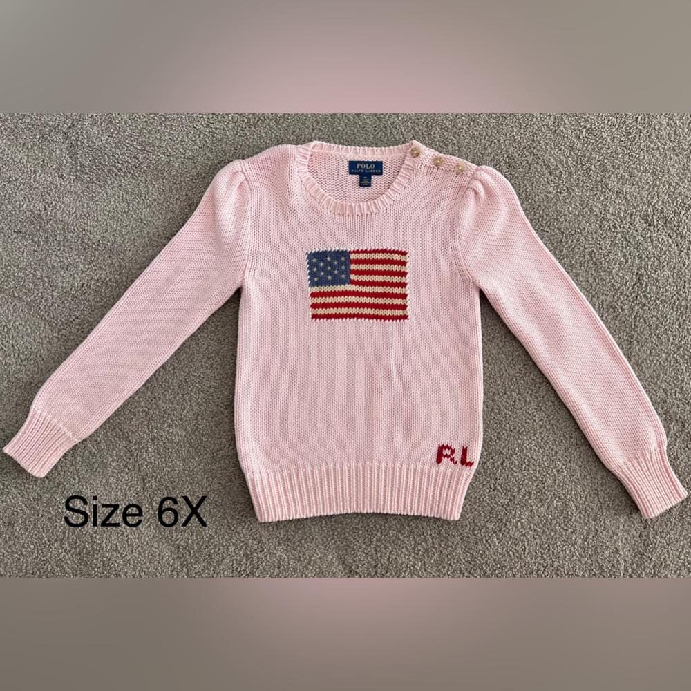 POLO Baby Pink Flag Knit Sweater